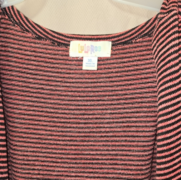 Lularoe XL Sarah Red and Black Stripes - Picture 2 of 3